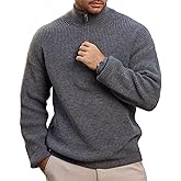 Epoleatries Men's Big Tall Quarter Zip Sweater Mock Neck Pullover Sweaters Fall Winter Casual Knit Pullovers