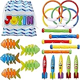 JOYIN 20 Pcs Diving Pool Toys Set with Bonus Storage Bag Includes 5 Diving Sticks, 5 Diving Rings, 5 Toypedo Bandits, 5 Divin