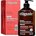Cliganic Organic Jojoba Oil 473ml, 100% Pure | Bulk, Natural Cold Pressed Unrefined Hexane Free for Hair & Face | Base Carrie
