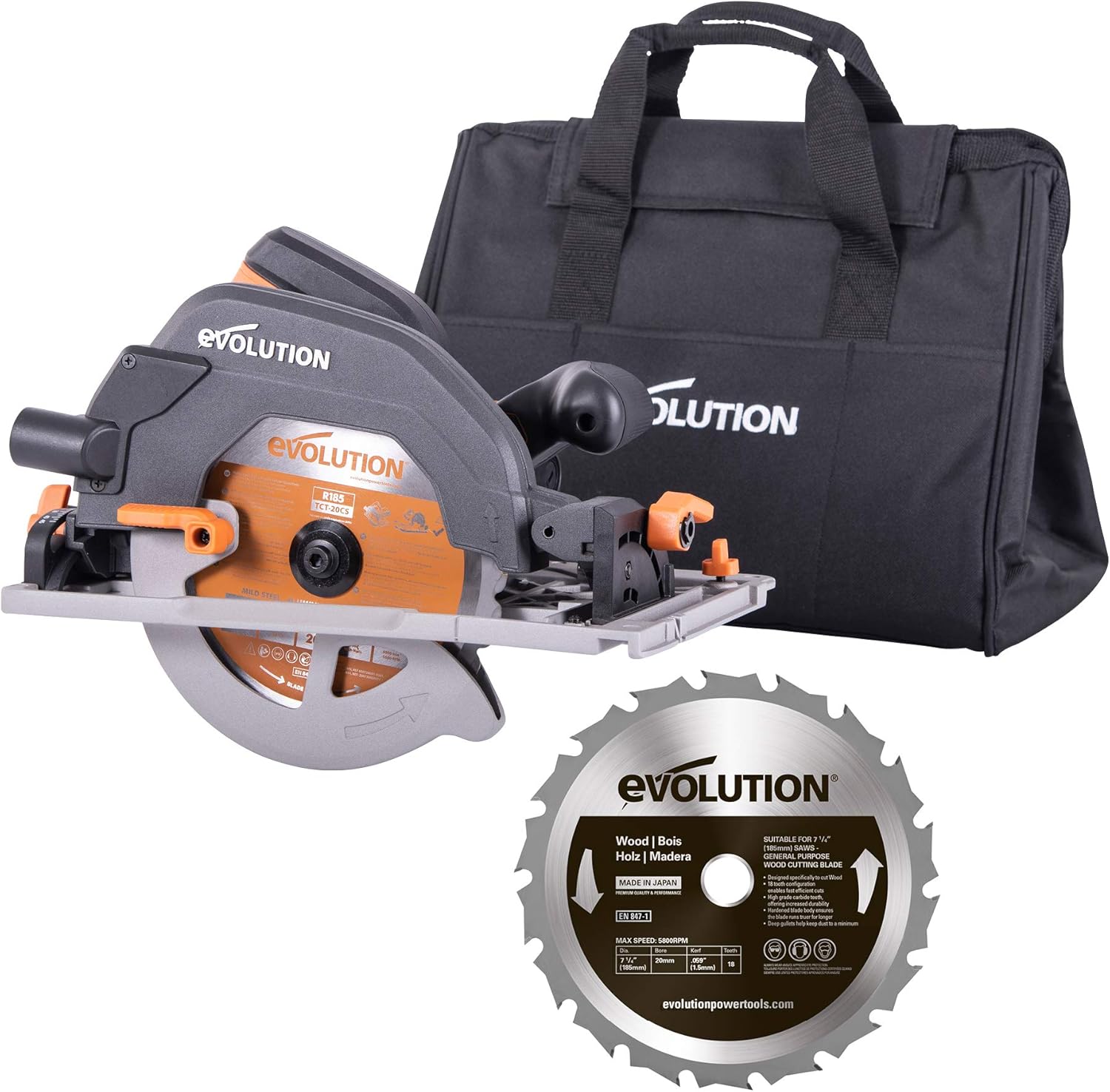 Evolution Power Tools R185CCSX+ MultiMaterial Circular Saw, 185 mm