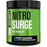 Jacked Factory NITROSURGE Pre Workout Supplement - Energy Booster, Instant Strength Gains, Clear Focus & Intense Pumps - NO Booster & Powerful Preworkout Energy Powder - 30 Servings, Blue Raspberry