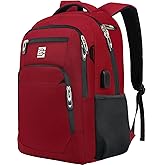 Laptop Backpack,Business Travel Anti Theft Slim Durable Laptops Backpack with USB Charging Port,Water Resistant College Computer Bag for Women & Men Fits 15.6 Inch Laptop and Notebook-Red