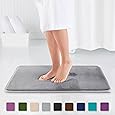 Genteele Memory Foam Bath Mat Non Slip Absorbent Super Cozy Velvet Bathroom Rug Carpet (17" X 24", Gray)