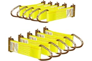 MorScan 10 Pack E-Track 2" x 6" Rope Tie-Offs, E Track Tie Down Anchors Tie Off Strap w/D Ring, for Load Securement Tie-Down in Flatbeds, Enclosed Trailers, Vans, Cars, Trucks, Pickups, Warehouses