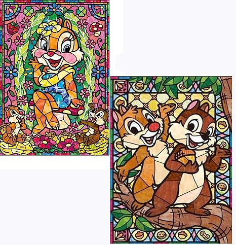 Amazon Co Jp Zhongyu ダイヤモンド塗装キット 2パックdiy 5dダイヤモンドアートディズニーチップアンドデールフルドリル 大人および子供用 30 X 40 Cm ホーム キッチン