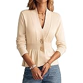 GRACE KARIN Women Cardigan Sweaters 2025 Fall,Long Sleeve Cropped Sweater Coat Trendy,Button Front Peplum Tops Lightweight