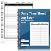 GLDTPOZK 1 Pcs Daily Time Sheet Log Book 120 Pages 8.5x11 Inch Spiral Binder Work Hours Log Book Payroll Record Book Attendance Book Daily Journal Weekly Time Sheet Book for Small Business Office