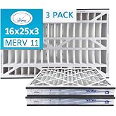16x25x3 Air Filter MERV 11 (3-Pack) TRION Air Bear Pleated HVAC Air Filter Replacement (Actual Size: 15.75 x 24.25 x 3.0625 Inches)