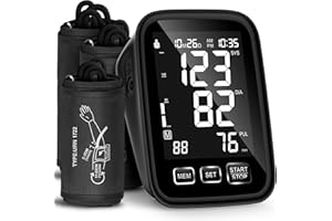 AQESO Blood Pressure Machine for Home Use - 3 Size Cuffs, Small 7"-9", Medium/Large 9"-17" and XL Extra Large 13"-21", Accurate Digital Automatic Upper Arm BP Monitor, Large Backlit Display, 3-User Mode
