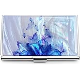 MADDesign Mother of Pearl Business Card Case Carrier Holder Wallet (Flower Purple)