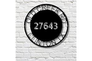 Custom Circle Address Metal Sign, Round House Number Yard Marker, Outdoor Patio Garden Display, Front Porch Entrance Decor, L