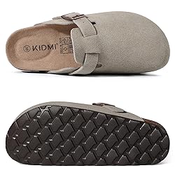 KIDMI Women's Genuine Suede Clogs Cork Footbed