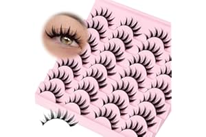 Losha Lashes Spiky Manga Lashes 14 Pairs Anime False Eyelashes 8D Wispy Asian Eye Lashes Pack Natural Soft Fake Eyelashes (Cu