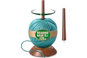 BARVA Yarn Holder Set 22 Lb Capacity for Chunky Yarn w/Extra Spindle | Smooth Bearing Spinner & Big Rubber Anti Slip Pads for Stability | European Wood Crochet Accessories & Fiber Crafts Pro Tools