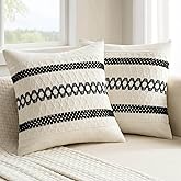 MIULEE Set of 2 Black Boho Decorative Pillow Covers 18x18 Inch Farmhouse Rustic Couch Throw Pillows Modern Spring Cotton Cushion Covers Retro Cute Macrame Woven Home Decor for Bed Sofa Chair