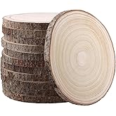 PINGEUI 12 Pack Wood Slices, 7-8 Inch Natural Wood Slices Circle Crafts, Round Rustic DIY Wooden Circle Crafts for Wedding Table Décor