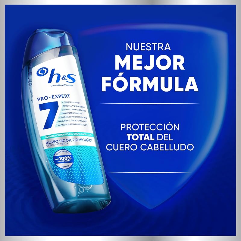 H&S Pro-Expert 7 Champú Anticaspa Alivio del Picor, 6x300ml