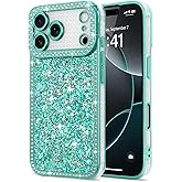 Lafunda for iPhone 17 Pro Case Glitter, Luxury Shiny Bling Sparkly Bumper Cover with Crystal Diamonds for Women Girls Soft TPU Slim Shockproof Protective Phone Case for iPhone 17 Pro 6.3", Green