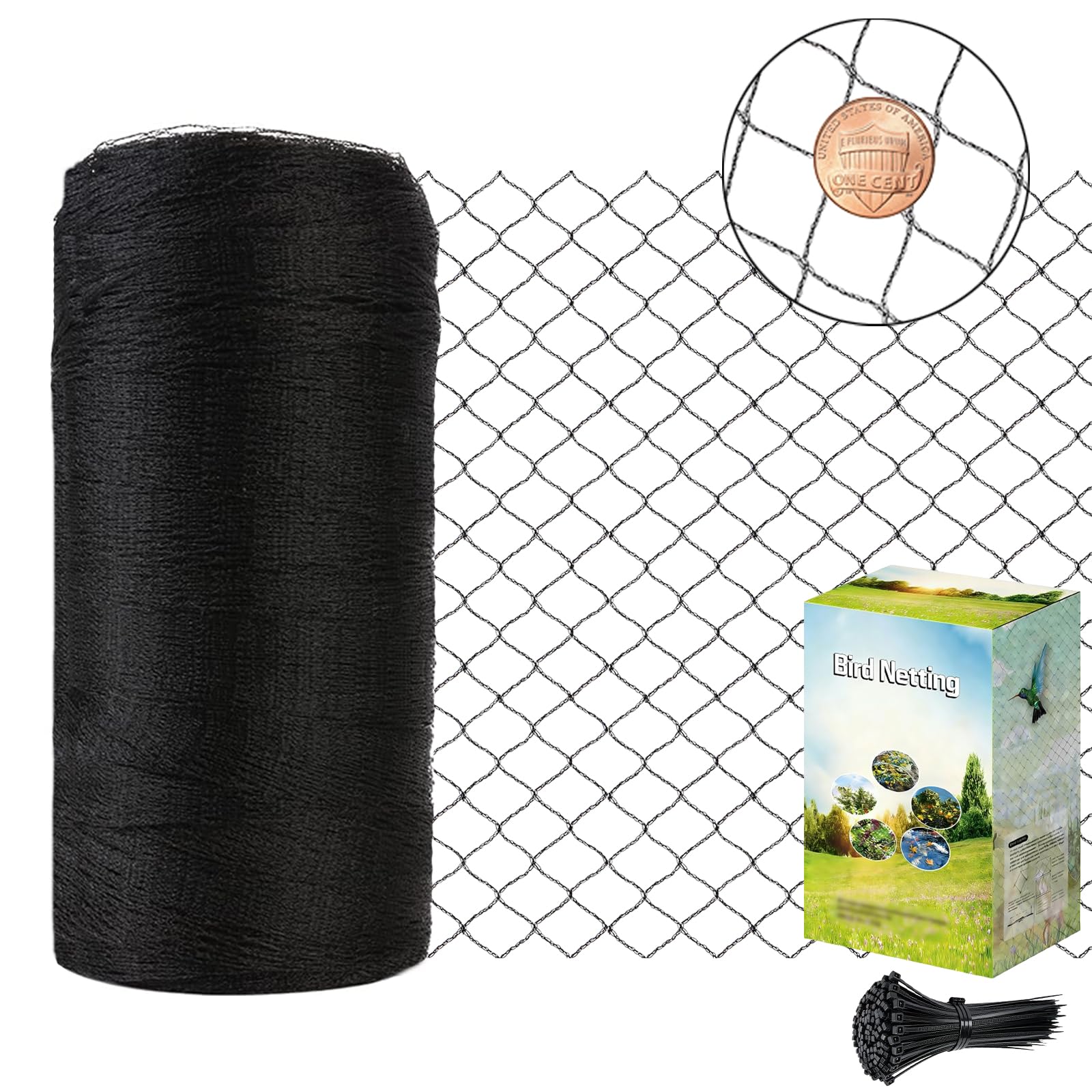 2x30m Bird Netting for Garden, 1.2cm Mesh Pond Netting for Leaves, Garden Protection for Plants, Vegetable, Fruit Trees, Blueberry Bushes, Strawberries Against Birds, Deer, Squirrels and Other Animals