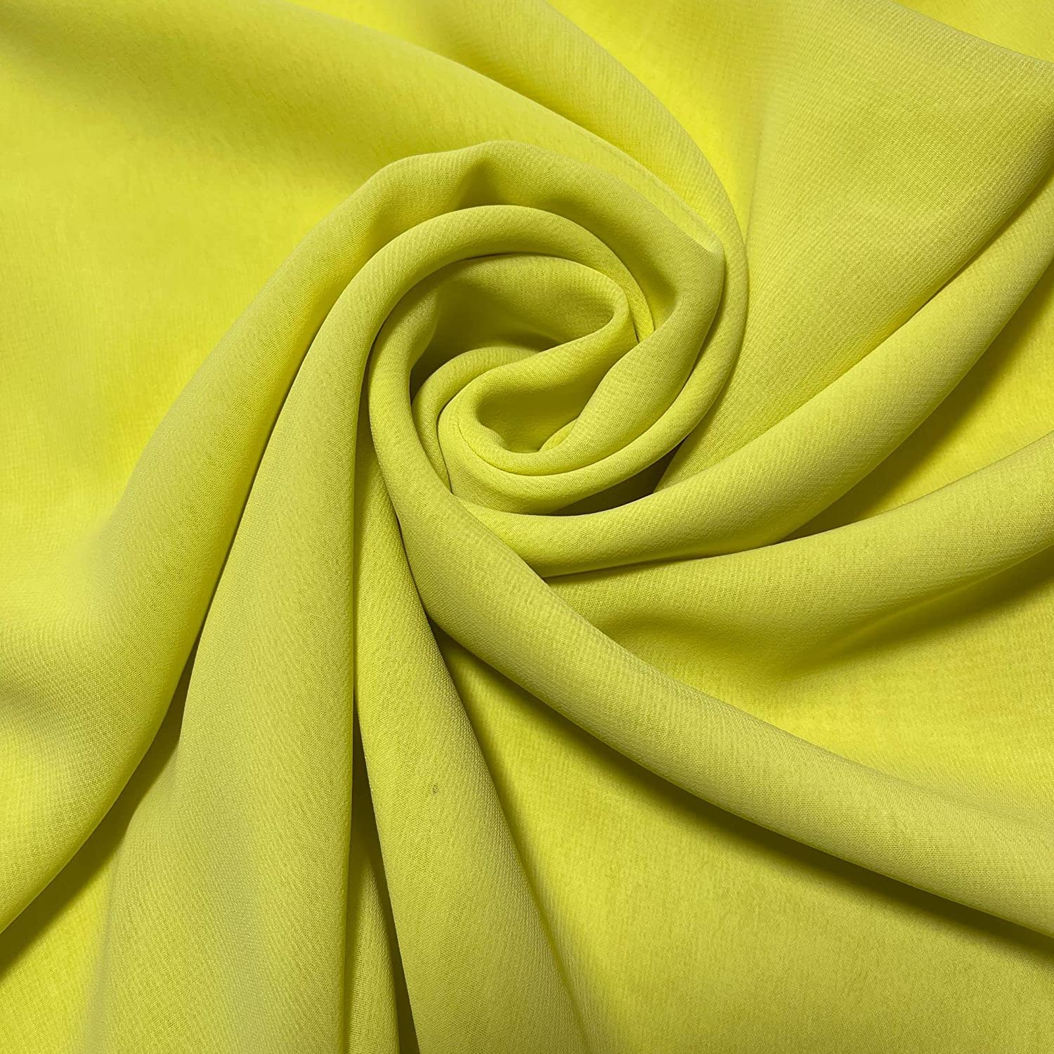 Clearance Chiffon Sheer Fabric Plain Soft Polyester Wedding Arch Dress Craft Material 44" - 112 cm Wide Sold As Pre - Cut Lengths (10 Meter, Yellow)