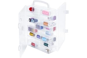 New brothread Double-Sided Storage Organizer/Box with Total 48 Adjustable Compartments, Removable Dividers for Embroidery and Sewing Threads, Embroidery Floss, Needles, Beads, Small Crafts & Toys