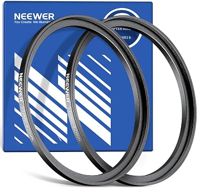 Neewer 77mm to 82mm Step Up Ring Adapter 2 Pack Aluminum Alloy Lens Filter