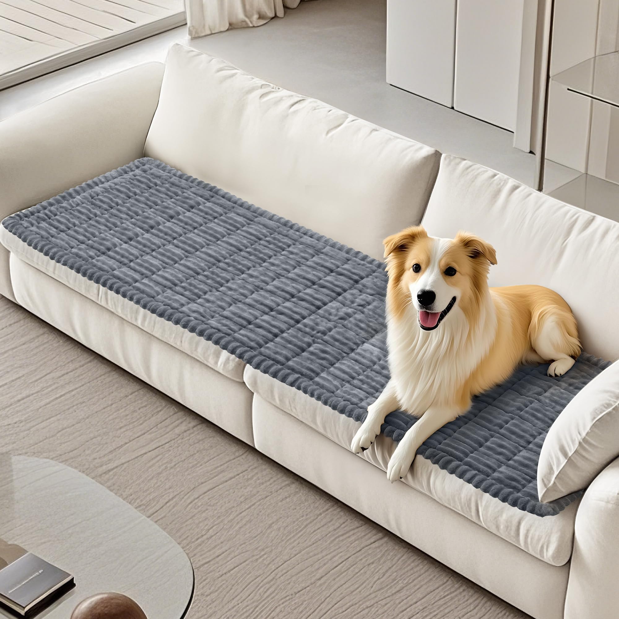 Photo 1 of PIGLOG Couch Cover for Dogs Washable, Durable Dog Couch Cover Protector, Fuzzy Pet Couch Covers for Sofa, Non Slip Pet Sofa Slipcover for Dogs, Soft Dog Slipcover for Couch, Dark Grey, 27.6" x 70.9"