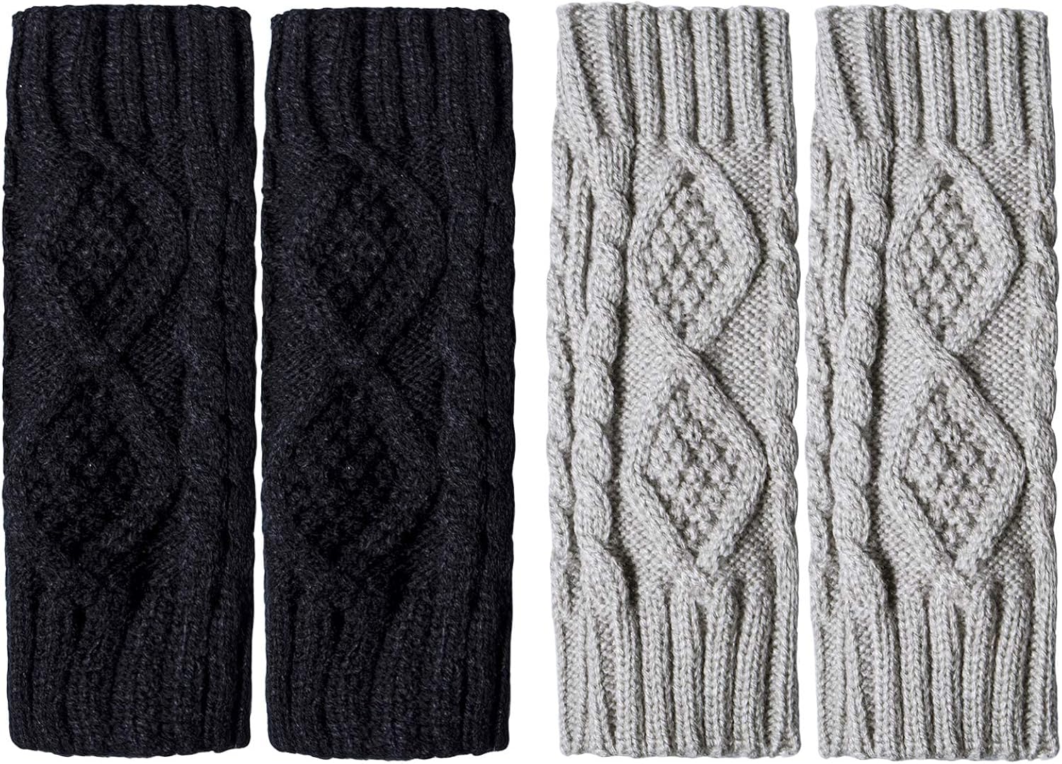 2 Pair Women's Hand Crochet Winter Warm Fingerless Arm Warmers Gloves 2 Pair(Black+DarkGray) at  Women’s Clothing store