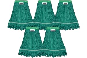 KLHB-YF 21 oz Thick Looped End Green Mop Heads - Heavy Duty Thick Replacement Mop Heads Cotton Washable Industrial mop Heads 
