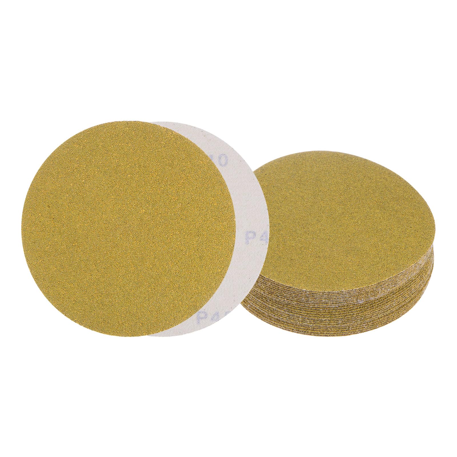 Kozelo 25pcs No Hole Sanding Discs- [ 6 Inch 40 Grit ] Round Hook and Loop Grip Sanding Pads Sheet Sandpaper for Automotive Woodworking Metal Polishing Use| Gold, Aluminum Oxide