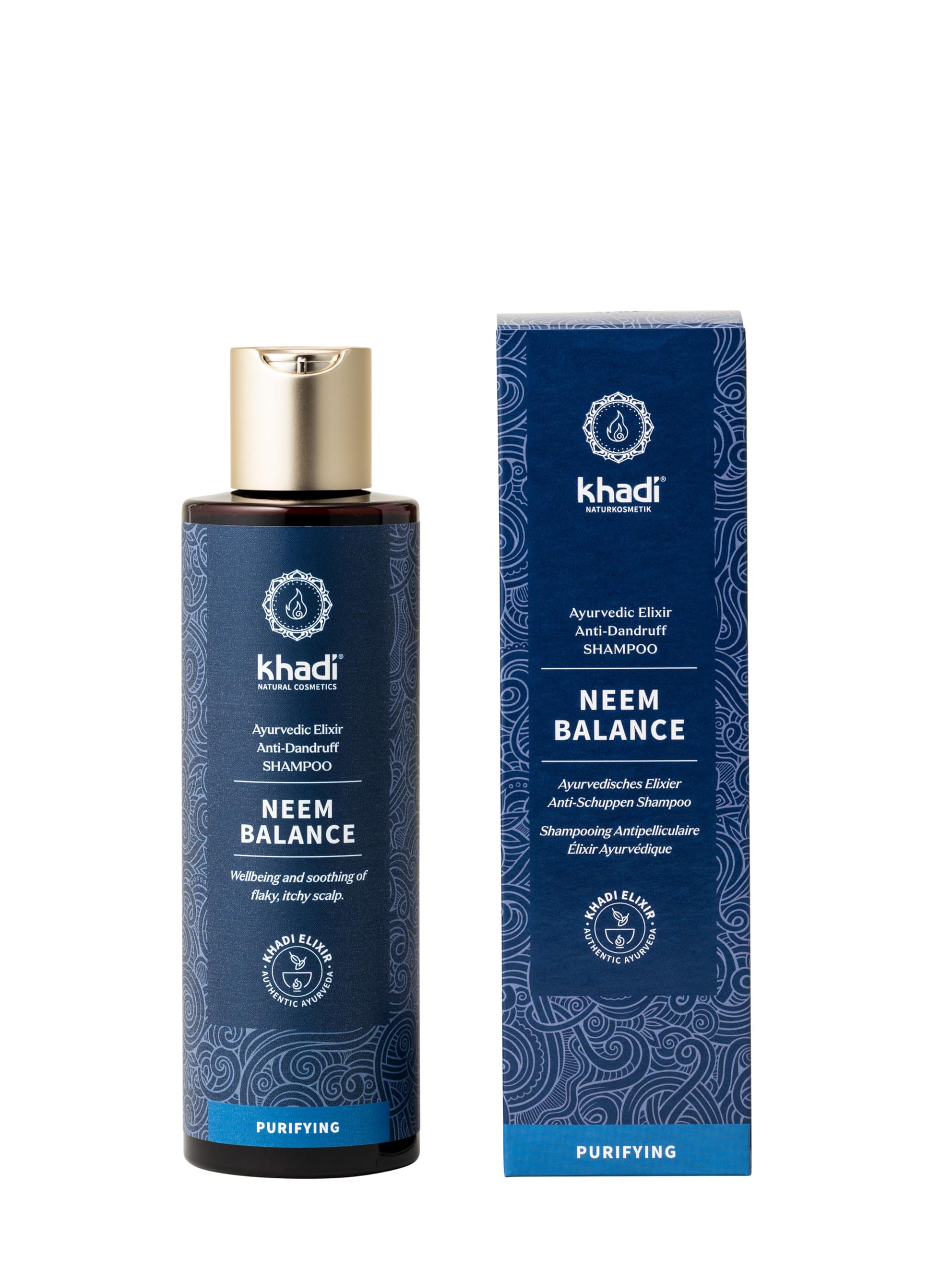 khadi NEEM BALANCE Ayurvedic Shampoo, 100% natural, silicone & sulfate-free, Against dandruff & itching, Neem soothes inflamed itchy scalp, Vegan hair care, Natural cosmetics, 200ml