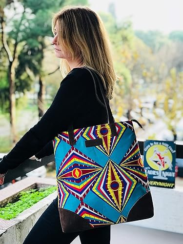 geometric print tote bag