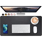 SUJAYU Dual Sided PU Leather Desk Pad, Mouse Pad, Office Desk Mat, Non-Slip Laptop Desk Pad, Waterproof Desk Writing Pad for Office and Home (23.6" x 11.8", Black)
