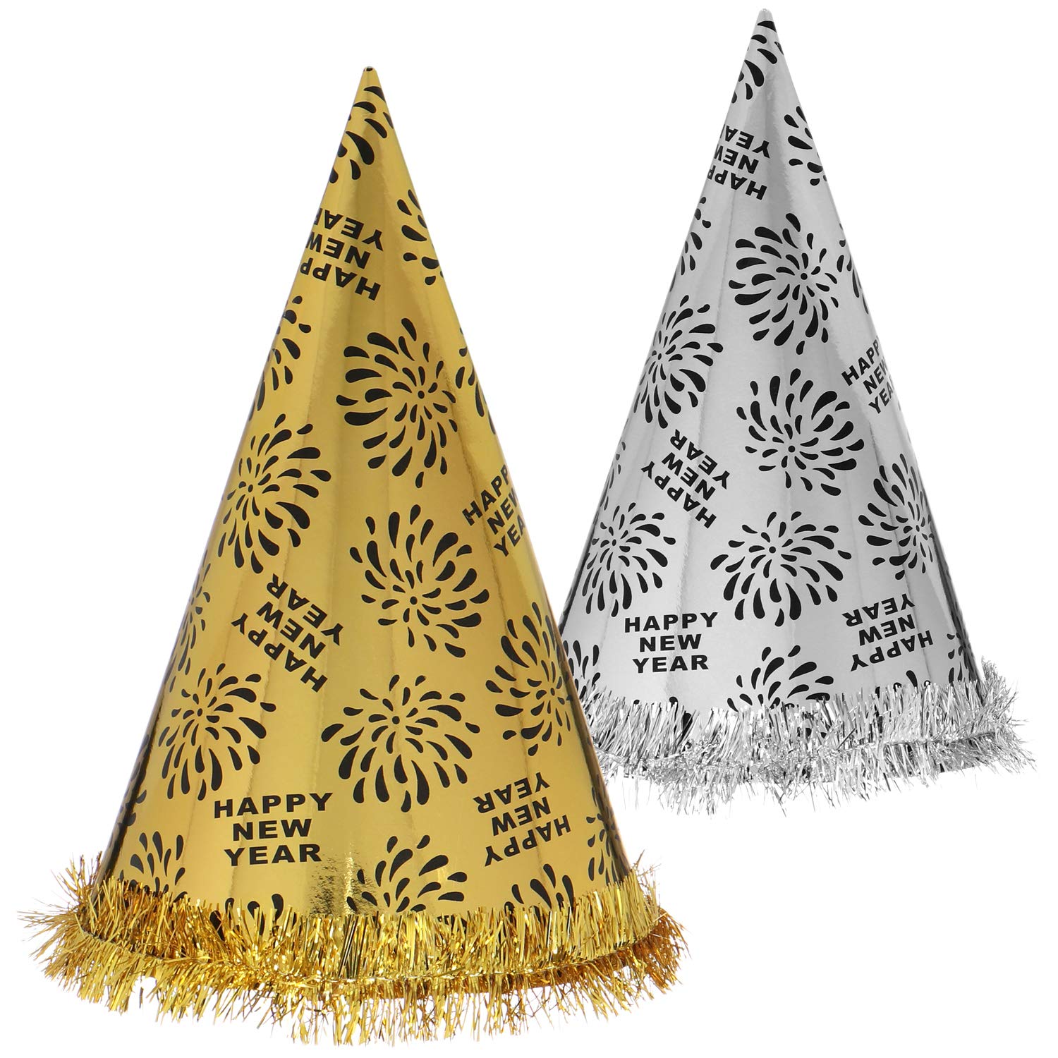 com-four® 2x New Year's Eve party hat - cone hat Happy New Year for New Year's Eve - headgear for New Year's party (Set13 - Cone Hat)