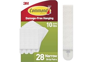 Command 10 lb Narrow White Picture Hanging Strips Mega Pack,17207-28ES, 28 Pairs