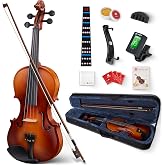 Vangoa Violin 1/2 Size for Beginners Full Set, Spruce Childrens Fiddle Half Size Bundle Medium Acoustic Violins Starter Kit Package w/Side Solidwood, Hard Case for School Students Ages 6-9