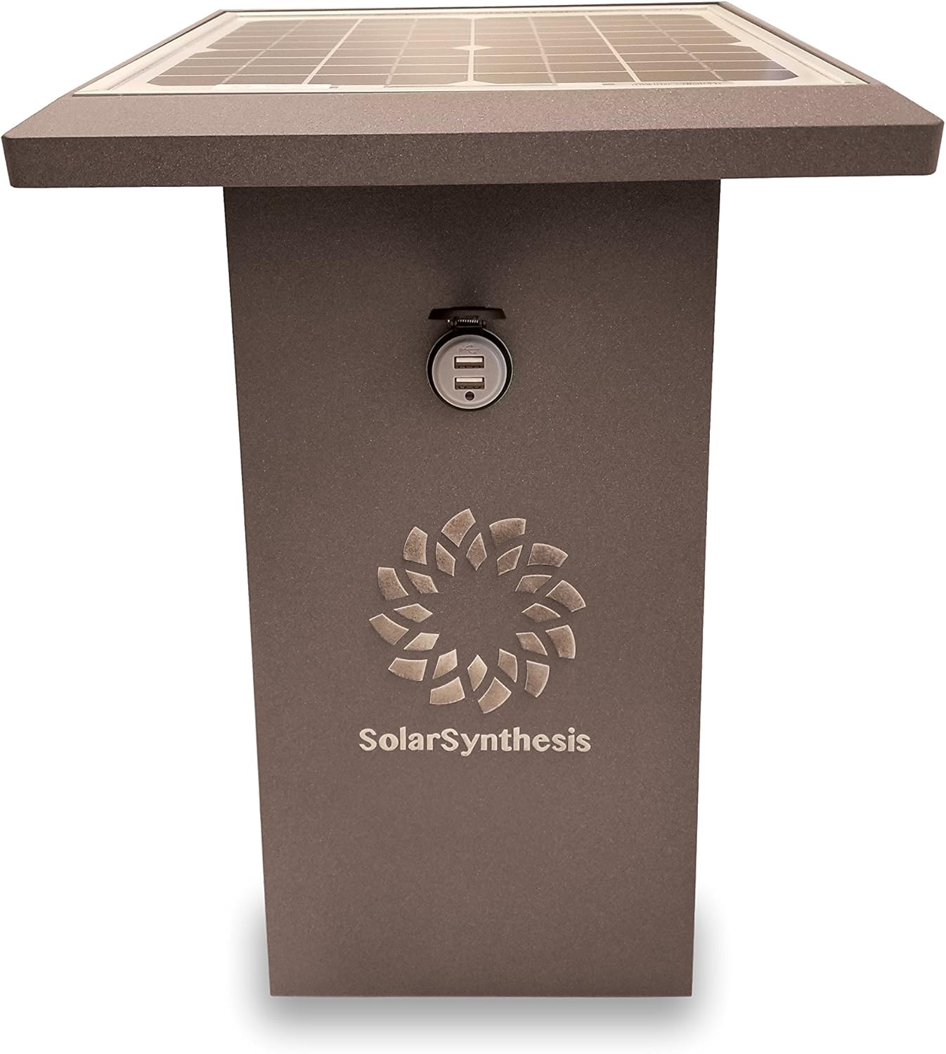SuperCharge35 Solar Powered USB Charging Station in Brown, Cell Phone Charger, Outdoor, Weatherproof