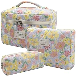 3pc Makeup Bag Set, Quilted Makeup Bag Set, Large