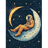 Kaliosy 5D Diamond Art Kits for Adults Astronaut by Number Kits, Diamond Painting Art Starry Moon DIY Full Drill Crystal Craft Cross Stitch Embroidery Decoration (12x16 inch) 30x40 cm