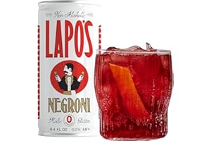 Lapo's Non Alcoholic Negroni, Non-Alcoholic Spirits, Gluten Free, For Non-Alcoholic Spritz, Zero Proof Drinks, Beverages & Mocktails, Alcohol Alternative, Lightly Sparkling & Bittersweet, 4 Pack Cans