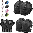 6PCS Kids Protective Gear Set, Knee Pads for Kids 3-10 Years Old, Toddler Elbow Pads, Wrist Guards, Skating Cycling Bike Rollerblading Scooter, Upgraded & Durable Material, Boys, Girls,Youth, Black