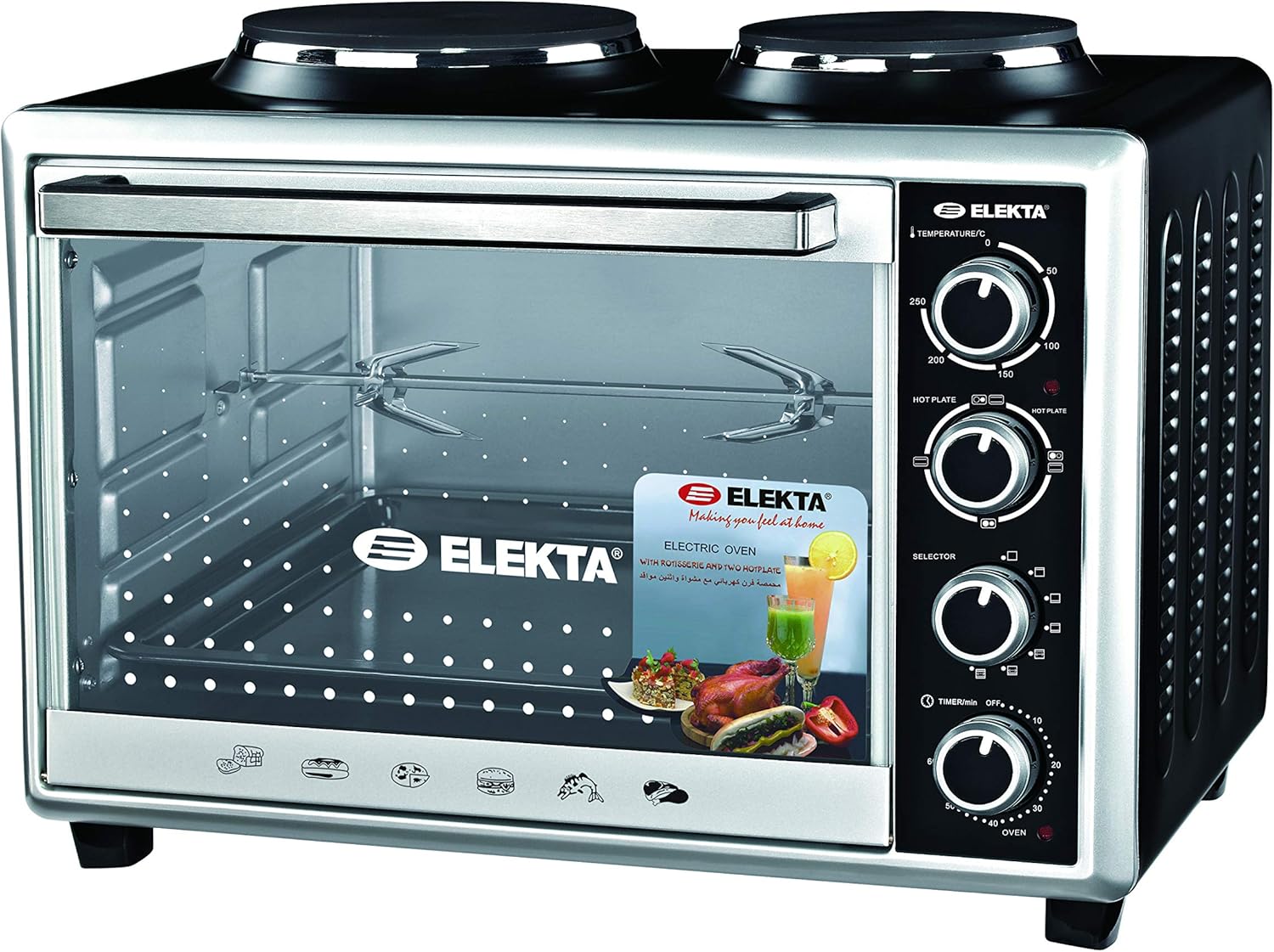 Elekta 43l Electrical Oven With Rotisserie And 2 Hot Plate Buy Online