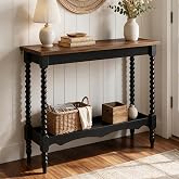 YOSHOOT 2-Tier Console Table, Entryway Table with 2 Shelves, Sofa Table for Living Room, Hallway,Black Brown