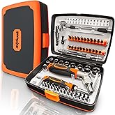 AV Steel Ratcheting Screwdriver Set 68-in-1, Magnetic Screwdriver Set with Portable Storage Case, Compact Socket Screwdriver Kit for Electronics, PC, Phone, DIY Projects, Home Repairs