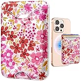 Shorogyt Compatible with Magsafe Wallet Magnetic Card Holder - Phone Wallets Cute Light Flower Design for Women Teen Girls Slim for iPhone 17/6/15/14/13/12 Series for Apple RFID Magnet, Fit 3 Cards