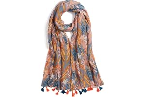 QIUTIMIY Scarf for Women Lightweight Soft Floral Leopard Printed Scarves Fall Winter Fashion Shawl Wrap with Fringe