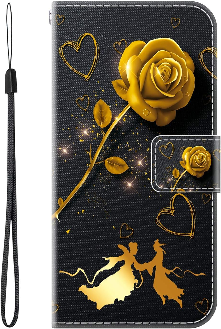 vingarshern Case for Huawei Nova 2 Plus Holster Inner Silicone Holder,Standing Magnetic Closure Protective PU Faux Leather Case Wallet for Huawei Nova 2 Plus Cover With Card Slots(Golden Rose)