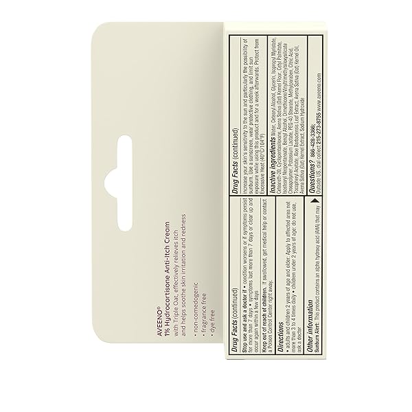 AVEENO MAXIMUM STRENGTH 1% HYDROCORTISONE ANTI-ITCH CREAM, TRIPLE OAT, ALOE & VITAMIN E FOR ITCH RELIEF FROM ECZEMA, PSORIASIS, INSECT BITES, POISON IVY, OAK & SUMAC & DETERGENTS, 1 OZ