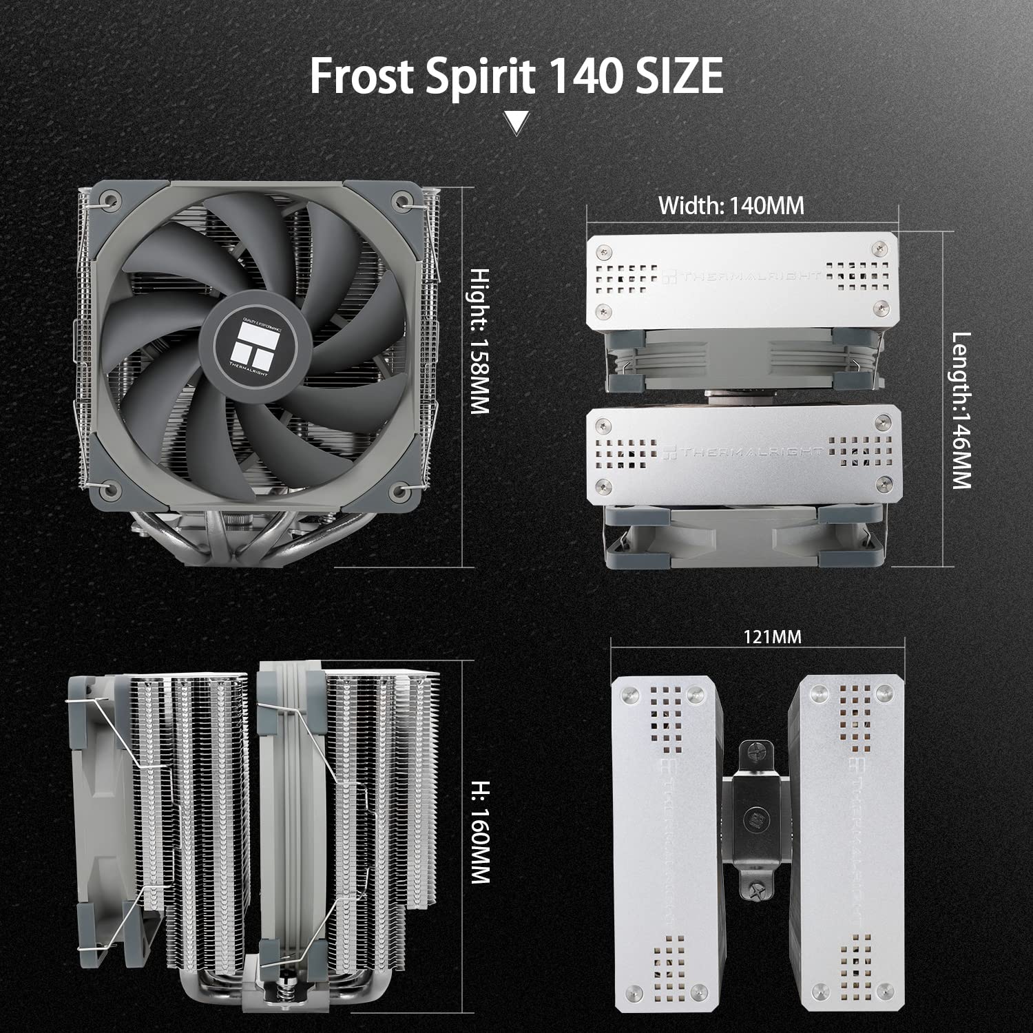 Thermalright FS140 CPU Cooler Dual Towers, 4 * 8mm Heat Pipes PWM Fan for AMD/Intel LGA1700/1150/1151/1200/2011/2066/1700 AM5