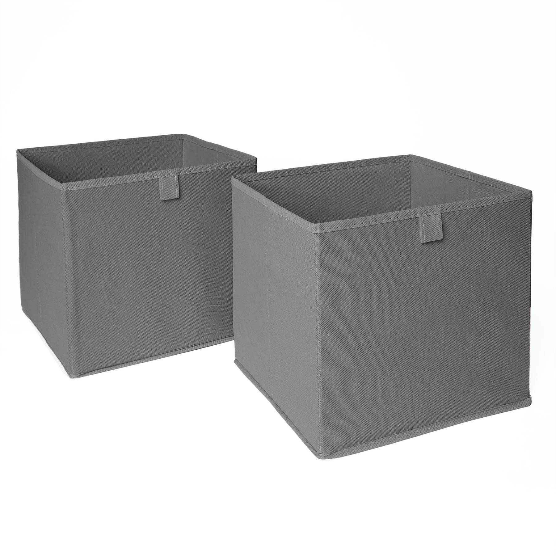 OHS Set of 2 Fabric Storage Boxes Home Organiser Toys Clothing Bathroom Pop Up Collapsible Foldable Cube Box, Dark Grey